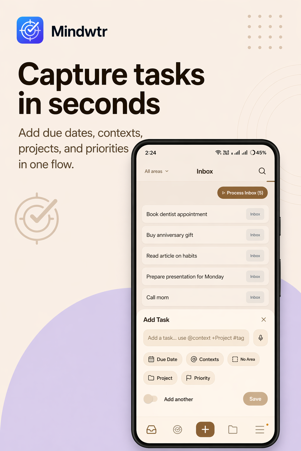 Mindwtr mobile capture screen